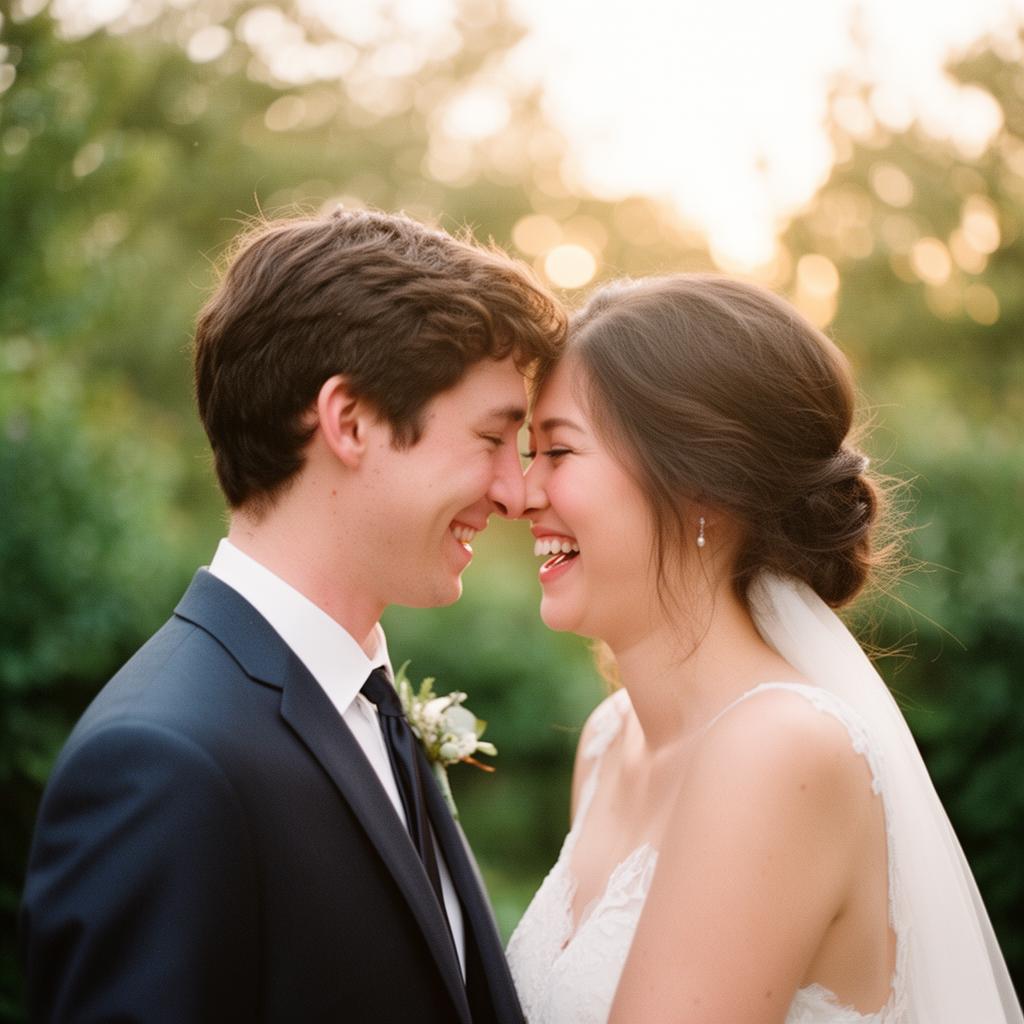 Casal feliz no dia do casamento